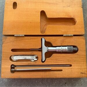 Vintage Craftsman Depth Micrometer Set | Made in USA | Wooden Case